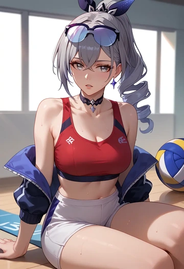 star rail,silver wolf,volleyball uniform  - AI generated anime art